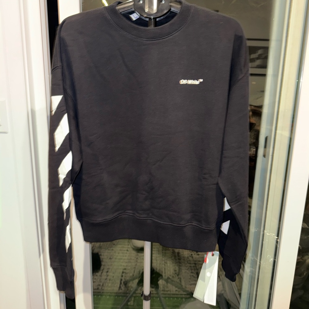 OFF WHITE Black and White Crewneck Sweater